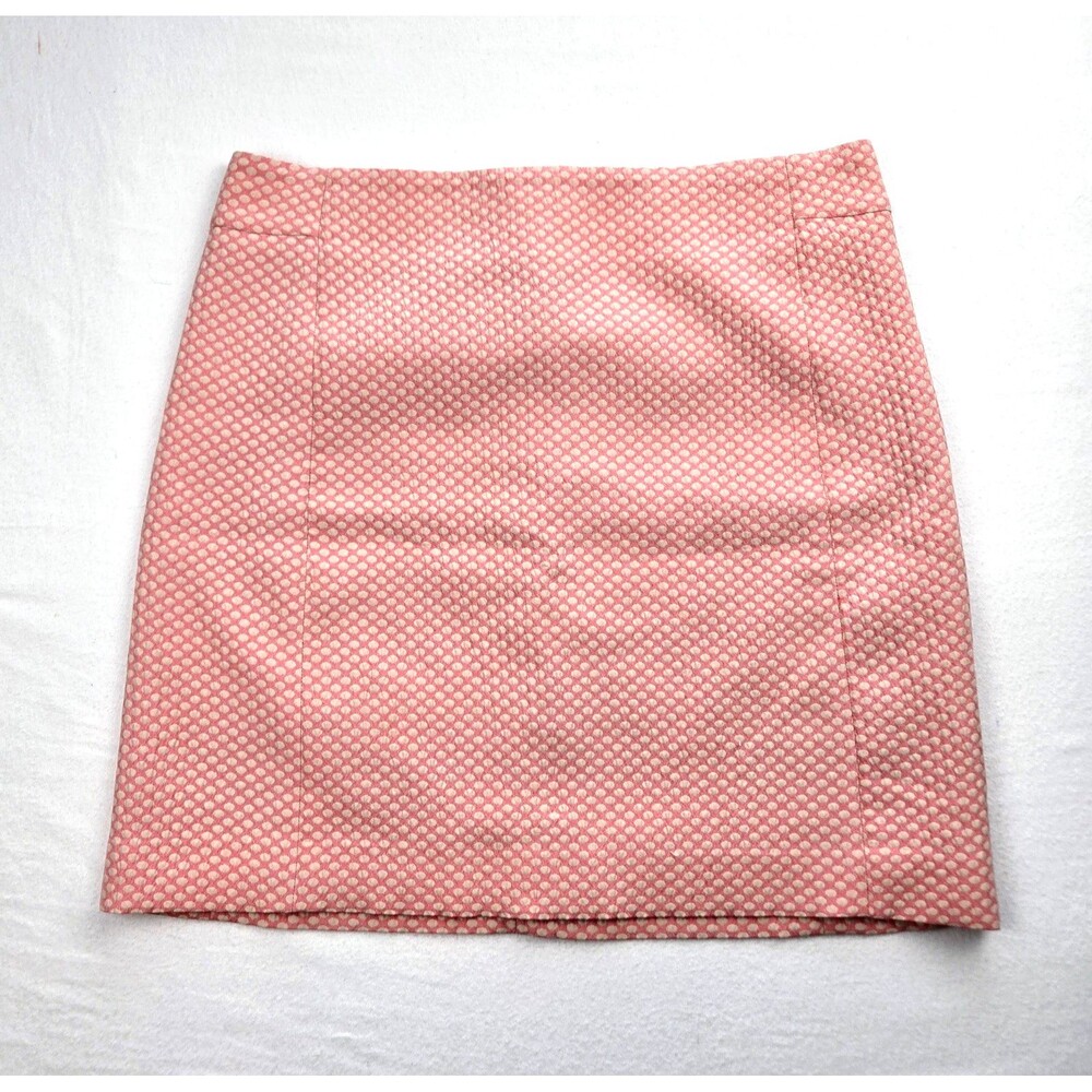 Ann Taylor LOFT Women Size 8 Pink Cream Polka Dot Lined Mini Skirt Stretch